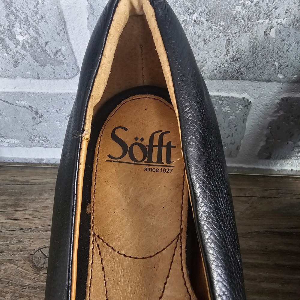 Sofft Black Leather Leopard Cow Hair Horsebit Tassel Block Heel Pumps 10M CCEE15 - Picture 7 of 9
